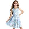 VVNTY Vestito da bambina con stampa floreale, stile casual, senza maniche, estivo, 5-12 anni
