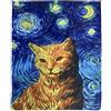 GFM® Sciarpa estiva in misto seta basata sull'arte pittorica - Stampa gatto notte stellata - (FS-VSLK-SC-5029-A)