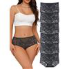 Hialegion Slip Donna Pizzo Mutande Vita Alta Intimo Senza Cuciture Trasparenti Morbido Plus Size Mutande Copertura Completa Sfacciata Culotte 6 Pezzi S