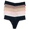 Felina - Perizoma a Vita Bassa, in Pizzo Elasticizzato, Sexy, per Donne, Senza Cuciture, Confezione da 6 - Beige - Medium-Large