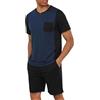 Jahetuul Pigiama Uomo Estivo Corto Cotone con Bottoni Completo | Pigiami Due Pezzi Leggero e Comodo Abbigliamento da Casa con Tasche