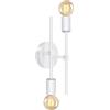 LQUNFYL Applique da Parete Interno Vintage con Doppio Braccio, Bianco Circolare Applique Industrial, Moderna Lampada da Parete Orientabile Metallo, Luce Specchio Bagno, Appliques 2 Luci E27(Senza Lampadine)