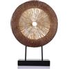 Oliruim, scultura rotonda astratta alta 30 cm in oro marrone - Decorazione unica in legno per sopra l'armadio, decorazione per salotto, tavolino da caffè, console, ufficio, ingresso, centrotavola (oro