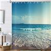 Hnmdmyi Tenda da doccia oceano spiaggia 120x180, oceano onde blu cielo natura scenario tenda da bagno impermeabile poliestere tessuto lavabile per bagno con ganci