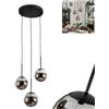 HOFSTEIN Lampadario a sospensione Gastor, lampada a sospensione in metallo/vetro in nero/cromato, design vintage/retrò con ombrelli in vetro (Ø 15 cm), altezza max. 145 cm, 3 lampadine E14, senza