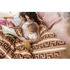 Cotton Market Oeko-Tex - Biancheria da letto 160 x 200 cm, in microfibra di cotone, 3 pezzi, copripiumino da 160 cm e 2 federe da 70 x 80 cm, motivo marrone e nero