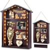 LOVIN PRODUCT Cornice per Foto 3D, 36x27.7cm Profundidad, Cornici Foto da Riempire Include una striscia LED da 1 Metro e Vetro Acrilico Infrangibile, Cornice per Foto, Bouquet di Fiori e Ricordi (Marrone)