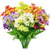 OWLKELA Fiori Finti di Margherita Artificiale, 6 Fasci di 6 Colori, per Esterni e Interni, Decorativi, in Vaso, per Cimitero, in Plastica