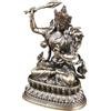 MALUGOGO Statua vintage in ottone Manjushri Bodhisattva per la decorazione della casa Buddha scultura statuetta con superficie liscia ornamento compatto da scrivania per tempio ufficio giardino zen