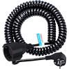 HITRENDS Cavo a spirale Schuko, 20 m, prolunga 16 A, 3680 W, 3 x 1,0 mm², nero | Cavo a spirale Schuko estensibile fino a 20 m, meno grovigli di cavi, flessibile e ideale per officina, casa e cantiere
