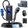 bokman Cavo Ricarica Auto Elettrica Tipo 2 CEE 3 Pin, 10 Metri | 6-32A | 7,4kW | IP65 Impermeabile, Caricabatterie EV con Spina CEE per IEC 62196-2; Compatibile con Model Y/3, 500e, e Altri EV/PHEV