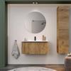 DEGHI Mobile bagno sospeso 100 cm con cassetto rovere africa effetto cannettato e lavabo - Lameck