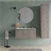 DEGHI Mobile bagno sospeso 100 cm con cassetto rovere iron effetto cannettato e lavabo - Lameck