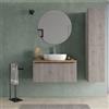 DEGHI Mobile bagno sospeso 100 cm con cassetto rovere iron effetto cannettato e top rovere gold - Lameck