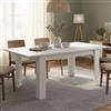 Dmora - Tavolo allungabile Corbara, Consolle con allunghe, Tavolo da pranzo, Ripiano estensibile da cucina, Made in Italy, 137x90 h79 cm, Bianco lucido