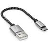 deleyCON 0,15m Cavo Micro USB in Nylon Cavo di Ricarica e Dati con Connettori in Metallo per Ricarica e Sincronizzazione Telefono Smartphone Tablet