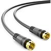 deleyCON 1m Cavo Antenna SAT TV Coassiale HDTV Schermatura 4x DVB-S DVB-S2 Radio DAB Connettori Metallo Placcati Oro Nero