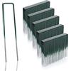 GardenMate 250 Picchetti per Fissaggio a Terra di Filo d'Acciaio Zincato a Caldo, per Prati Sintetici, 150 mm x 25 mm, Spessore Filo d'Acciaio 2,9 mm, Testa Piatta, Metà Verde Metà Color Acciaio
