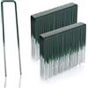 GardenMate 100 Picchetti per Fissaggio a Terra di Filo d'Acciaio Zincato a Caldo, per Prati Sintetici, 150 mm x 25 mm, Spessore Filo d'Acciaio 2,9 mm, Testa Piatta, Metà Verde Metà Color Acciaio