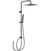 Auralum Colonna Doccia senza Miscelatore, Colonna Doccia Acciaio Inox con Saliscendi Doccia Altezza Regolabile 72-110cm, Asta Doccia con Soffione e Doccetta, Doccia Soffione con Doccetta Nero 25x25cm