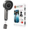 Lago di Nemi Soffione Doccia Anticalcare, Filtro 5, Getti 4, Supporto, Tubo | Kit completo, Doccino per doccia, tubo 1,5m, tasto stop acqua, 5 filtri e supporto G1/2, telefono doccia multifunzione