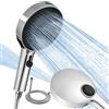 BECMai Soffione Doccia Grande XXL ad Alta Pressione | Con Tubo a Pioggia 3 + 1 tipi di getto, 130 mm, doccino doccia a risparmio d'acqua, shower head con ugelli in silicone