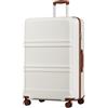 KONO Grande Valigia XL Rigida in ABS+PC, Trolley Leggero da 32 Pollici con 4 Ruote, Serratura TSA, 85 x 56 x 34 cm (32, Bianco Panna)