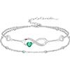 Flpruy Gioiello da donna in argento Sterling 925, con simbolo dell'infinito, braccialetto e cavigliera, doppia catena regolabile, regalo personalizzato per donne, mogli, fidanzate, madri, Anklet 9-11