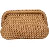 Found it! Di Palma Borsa Uncinetto Fatta a Mano, Fettuccia Eco Pelle, con Tracolla Dorata Rimovibile, Cammello