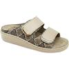 3Rose 357 Ciabatte Donna con Doppia Fascia Regolabile Stampa Pitonata - Pantofole Casa e Outdoor Effetto Laminato - Comfort Anatomico e Sostegno Posturale - Plantare Estraibile Vera Pelle (Panna, 36)