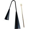 HAMPPLIES Campana Agogo a Due Toni con Manico a U e Finitura Nera | Legno e Metallo, Due Note Acute, per Prove Ritmiche Latinoamericane, con Mazzuolo in Legno Naturale