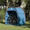 Basinlix Garage per bicicletta con tetto e stoccaggio, blu, 210 x 90 x 174 cm, poliestere resistente alle intemperie con aste in fibra di vetro, portatile e robusto, ideale per esterni, campeggio