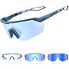 Lamicall Occhiali Ciclismo Fotocromatici, [3S Fotocromatico] [28g Ultraleggero-TR90] Anti-UV400, Nasello Regolabile, Occhiali da Sole Sportivi per Uomo e Donna, per Bici/Corsa/Pesca/Sport all'Aperto