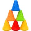 Baluue 50pezzi Coni Segnaletici Antivento con Fori per Ostacoli di Pattinaggio Coni da Gioco Outdoor in Colori Vivaci Base Piatta per Allenamento Hockey e Atletica