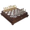 Italfama Set Scacchi Metallo Italiano Con Scacchiera Marmo Legno Cassetto
