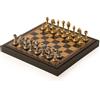 Italfama Set Scacchi Metallo 3-in-1 Con Pedana In Ecopelle Checkers Backgammon