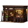 BATTREVO DIY Book Nook Kit Pub ad angolo mini casa fai da te puzzle in legno libreria