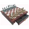 Italfama Set Scacchi In Metallo Con Scacchiera In Legno Lucida E Cassetto