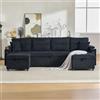Trdlpyn Divano in Velluto a 4 posti 272x136x86cm, Divano Angolare a Forma di U con 2 Chaise Longue, Porte USB e Portabicchieri, Vani Contenitore e 2 Cuscini, Divano Letto con Letto Estraibile Imbottito,Nero