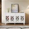 KAZZIO Credenza con quattro ante a specchio, cassettiera con cassetti, ripiani regolabili e maniglie in cristallo