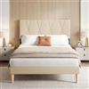 Blishom Struttura Letto Matrimoniale 140 x 200 cm,Letto Imbottito con Testiera Imbottita Regolabile, Doghe in Legno, Piattaforma Robusta,Moderno,Beige