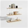INDE MOBLEKIT | Libreria a 3 ripiani in metallo, legno bianco e acciaio, 80x30x71,2 cm, mobile basso con ampi ripiani, libreria aperta per soggiorno, cucina o camera da letto