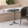 [en.casa] Tavolino Laterale da Divano (AxLxP) 55 x 60 x 30 cm Tavolino Basso Consolle con Telaio in Metallo e Piano Ovale in MDF - Nero