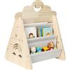 HUOLE Montessori - Libreria in legno per bambini, con manico, per bambini, 3 - 8 anni, con bordi arrotondati, per camerette scolastiche, 31 x 41 x 47,5 cm (legno)