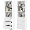Amveya 2 Pezzi Libreria Bianca con Cassetti 60x32x180cm Scaffale Legno per Salotto Ufficio Camera da Letto Mobile Contenitore