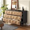 DACHETOU Credenza 90 x 120 cm e la cassettiera si distinguono per una combinazione di nero e tonalità naturali del legno e porte in rilievo