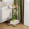 IRCPEN Tavolino da Letto in Vetro Trasparente con Ruote C Shape LET525TR