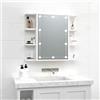 ShCuShan Mobile a Specchio con LED Bianco 70x16,5x60 cm,Armadietto bagno con luce Specchio contenitore con Illuminazione LED