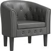 fsahslih Poltrona da club in similpelle grigia, moderna con cucitura a bottoni, poltrona imbottita per soggiorno, camera da letto e ufficio, elegante poltrona da cocktail, 70 x 56 x 68 cm