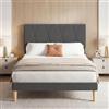 Blishom Struttura Letto Matrimoniale 140 x 200 cm,Letto Imbottito con Testiera Imbottita Regolabile, Doghe in Legno, Piattaforma Robusta,Moderno,Grigio